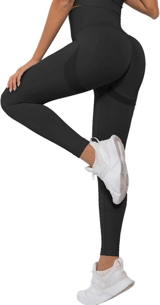 Merlvida Push Up Women's Elastic Opaque Sports Leggings High Waist Compression Anti Cellulite Leggings Butt Lift Slim Fit Sportswear Seamless Tights Gym Yoga Fitness